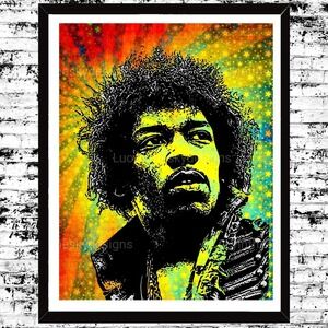 Jimi Hendrix Guitarist Music Psychedelic Music Legend 60's Art Print 8.5x11